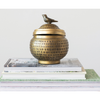 Decorative Metal Container with Lid & Bird Finial
