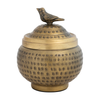 Decorative Metal Container with Lid & Bird Finial