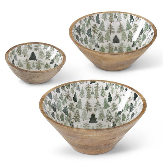 Wood Bowls w/Christmas Trees