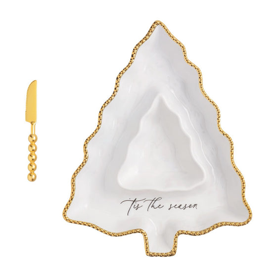 Gold Edge Tree Chip & Dip Set