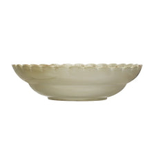  Stoneware Bowl W/ Scalloped Edge, GREEN