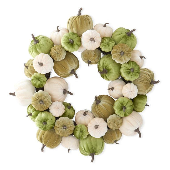 Green & Cream Pumpkin Wreath