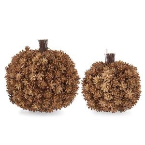 Tan Pinecone Pumpkins w/ Twig Stem
