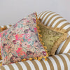 Velvet Printed Pillow w/ Hand-Embroidered Kantha Stitch