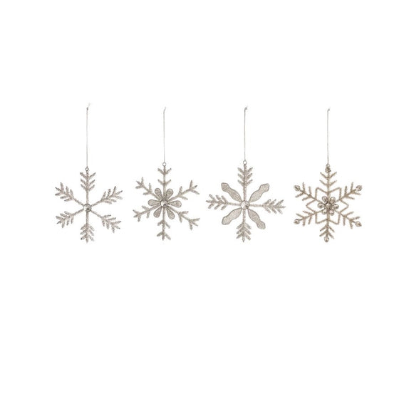 Metal & Glass Bed Snowflake Ornament