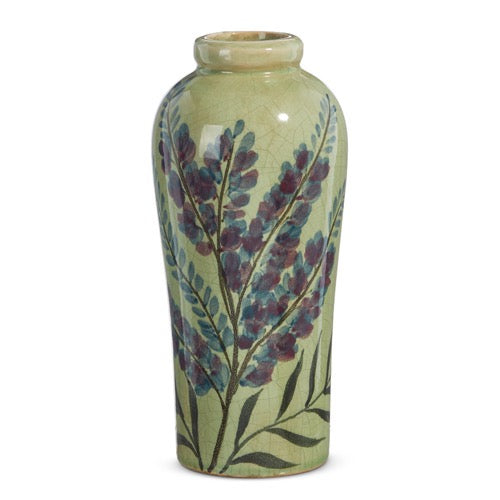 Painted Floral Green Vase