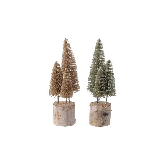Bottle Brush Trees on Wood Base