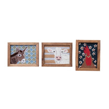  Wood Framed Cotton Embroidered Wall Décor