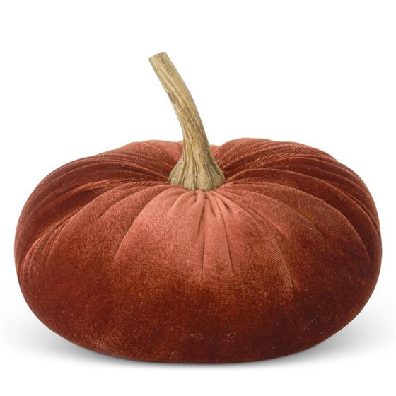 Velvet Stuffed Pumpkin with Gold Stem