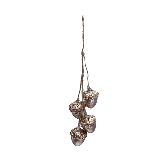 Hanging Plastic Acorns with Glitter