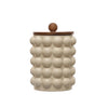 Stoneware Canister w/Raised Dots & Wood Lid