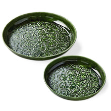  Green Enameled Metal Tray