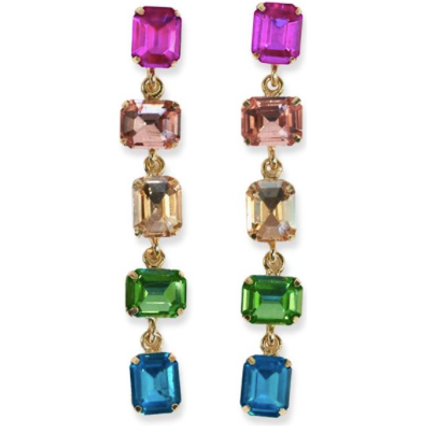 Priscilla 5-tier mixed stones drop earrings rainbow