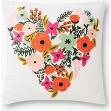  Rifle Paper Floral Heart Embroidered Pillow