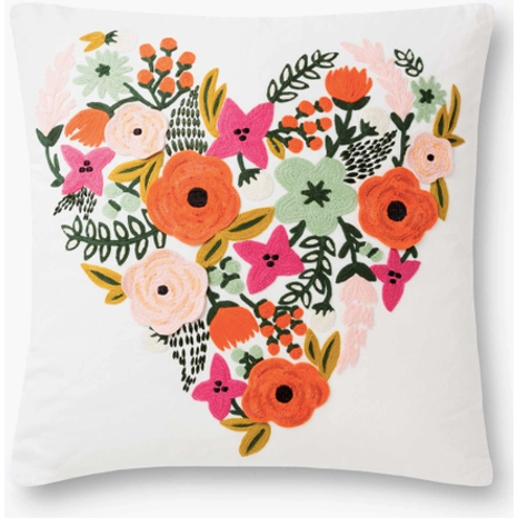 Rifle Paper Floral Heart Embroidered Pillow