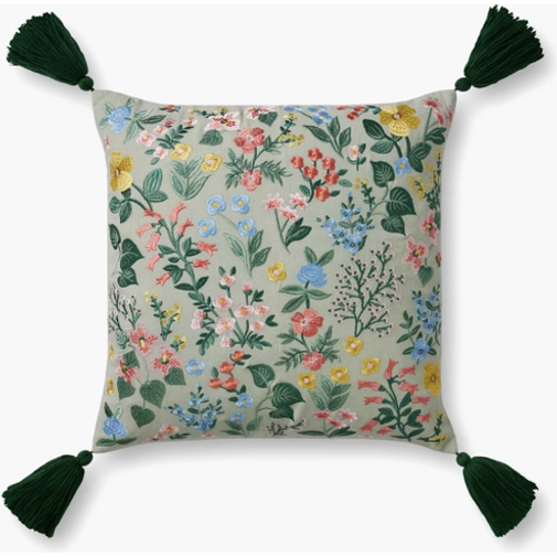 Rifle Paper Mint Mayfair Embroidered Pillow