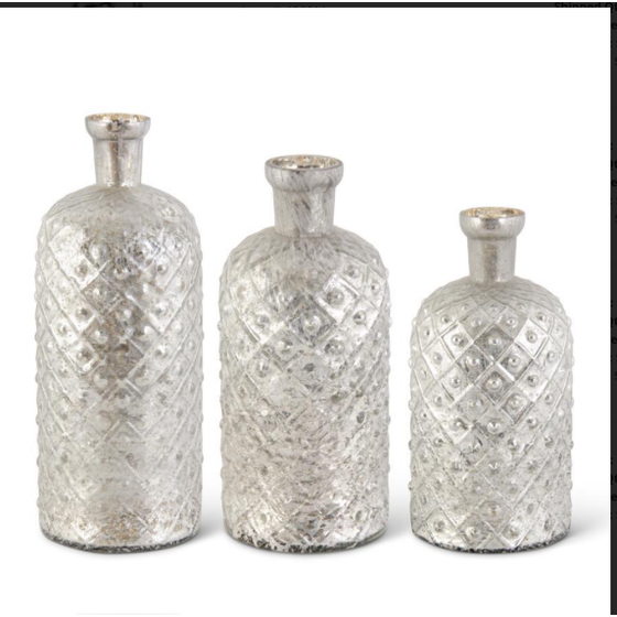 Criss Cross Mercury Glass Vase