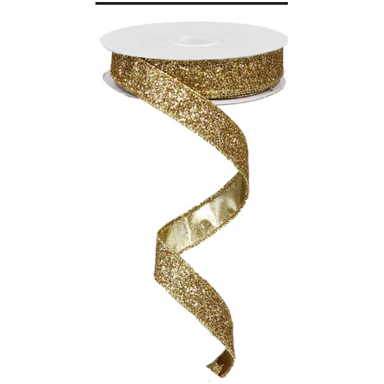 Gold Wired Glitter Ribbon