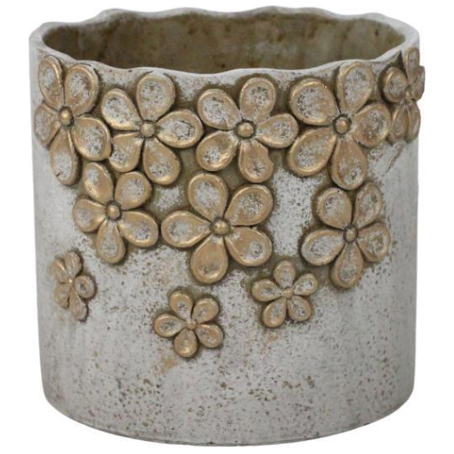 Cement Pot Planter with Flowers
