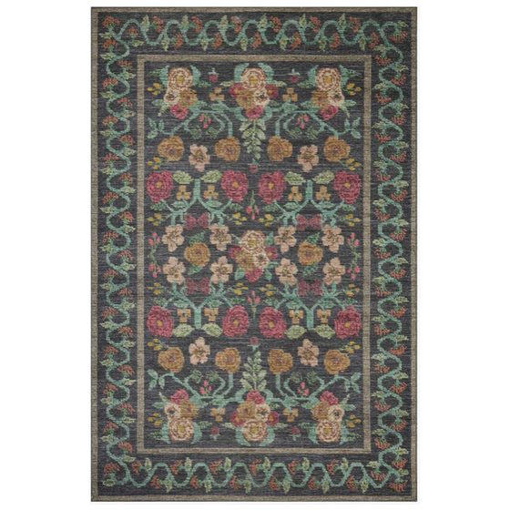 Rifle Paper Rosa Black Rug