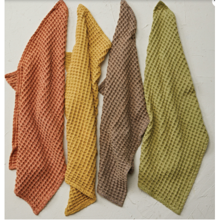 Stonewashed Cotton Waffle Weave Tea Towel