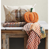 Woven Cotton Velvet Pumpkin Shaped Pillow w/ Jute Rope Embroidery