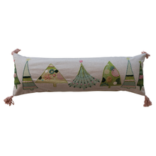  Whimsical Winter Lumbar Pillow w/ Embroidery Tassels