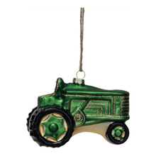  Hand-Painted Glass Tractor Ornament w/ Glitter