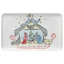  Stoneware Nativity Platter "Oh Come Let Us Adore Him"