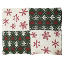  Cotton Knit Throw w/ Snowflake Patterns