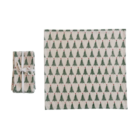 Printed Napkins w/ Christmas Tree Pattern