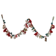  Wool & Cotton Blend Garland w/ Pom Poms & Metal Bells