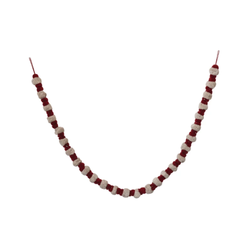 Cotton Pom Pom Garland, Country Red & Cream
