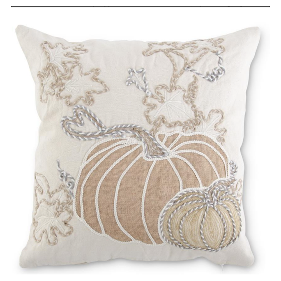 White Pumpkin Embroidered Pillow