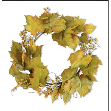  Green & Yellow Trim Grape Leaves Wreath