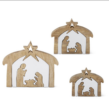  Wood Nativity Ornaments with White Center