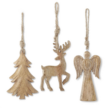  Mango Wood Holiday Ornaments