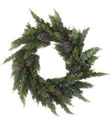  Real Touch Cypress Pine Wreath w/Pinecones