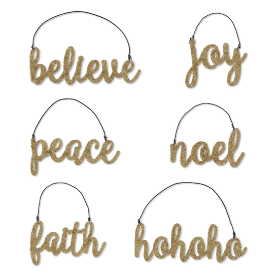 Gold Glittered Holiday Message Ornament