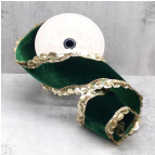  Emerald Green Velvet Ribbon w/Gold edge