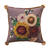 Tufted Floral Pillow w/ Pom Poms