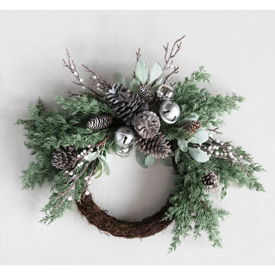 Faux Juniper and Mixed Evergreen Wreath