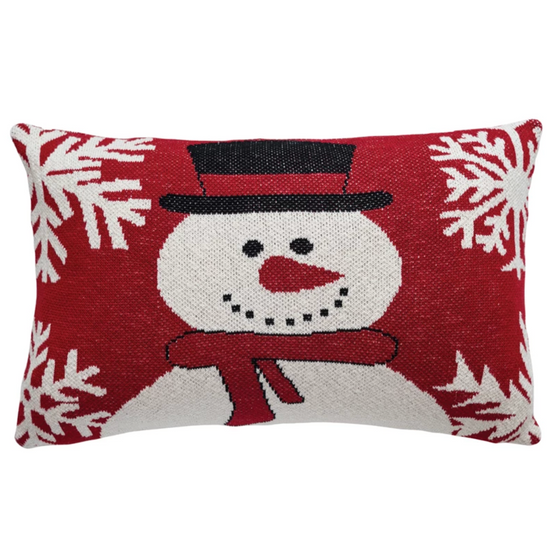 Cotton Knit Snowman Pillow