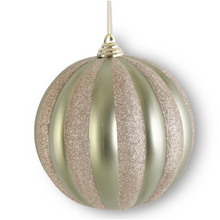  Gold & Champagne Glittered Striped Ornament