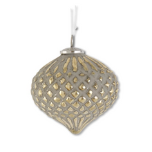  Distressed Gold Glass Embossed Onion Ornament