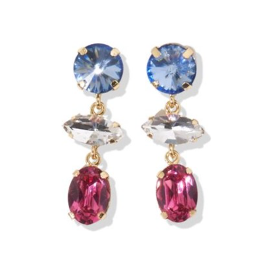 Georgia mixed dangle earrings blue and pink