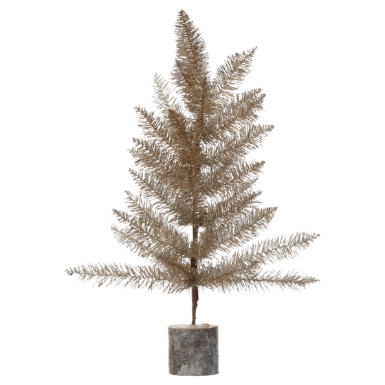 Tinsel Tree with Wood Base