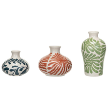  Hand-Painted Stoneware Vases