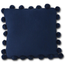  20 inch blue moss pillow w/ pompom