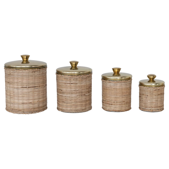 Rattan Wrapped Canisters